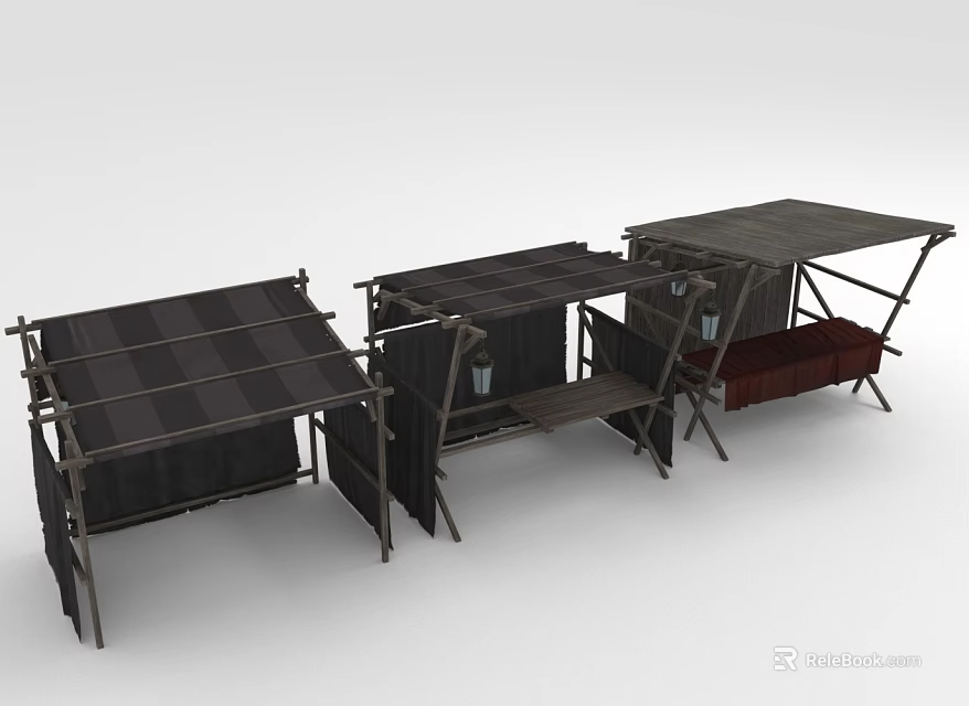 Portable Foldable Outdoor Stalls With Canopies And Various Design Styles 3d model 