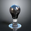 Modern Black Light Bulb With Sleek Silver Metal Base And Glossy Surface Design