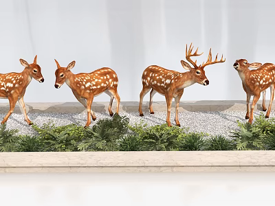 Deer In Natural Setting With Greenery 3d model Deer In Natural Setting With Greenery 3d model