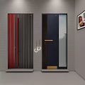 Modern Door Showroom Interior With Various Door Designs Decorative Pillar And Pebbles