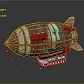 Retro Style Airship Featuring Colorful Stripes Red Parts Ropes And Intricate Bottom Design