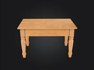Simple Light Colored Wooden Dining Table With Straight Legs And Natural Finish 3d model