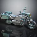 Futuristic Teal And Gray Motorcycle With Modern Design Geometric Lines And Storage Compartments