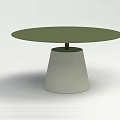 Round Green Dining Table With Conical Concrete Base And Simple Modern Style 3d model