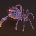 Colorful Fantasy Spider Creature With Mechanical Legs Glowing Eyes And Metallic Joints