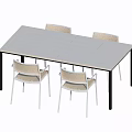 Modern Minimalist Dining Table With Four Light Colored Chairs Black Legs Rectangular Top 3d model