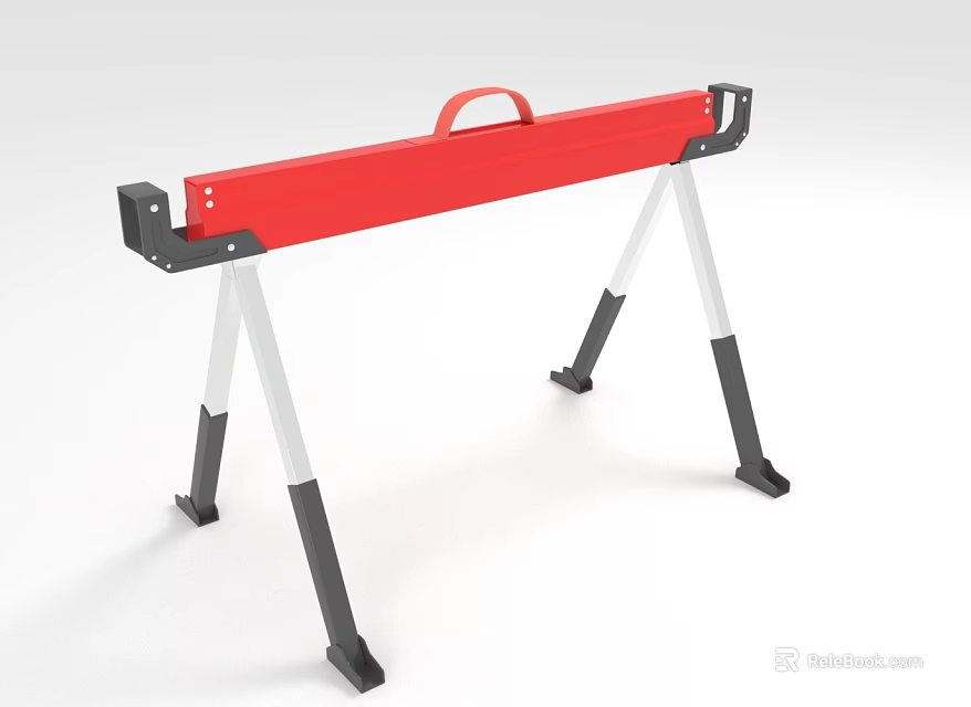 Red Portable Workbench With Metal Legs And Handle For Sturdy Support 3d model