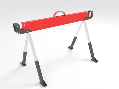 Red Portable Workbench With Metal Legs And Handle For Sturdy Support 3d model