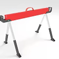 Red Portable Workbench With Metal Legs And Handle For Sturdy Support 3d model