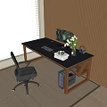 Modern Wooden Desk Setup With Gaming Monitor Keyboard Mouse Books Flowers Headphones And PC Case