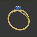Rose Gold Ring With Twisted Band Central Diamond And Small Diamonds