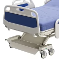 Adjustable Medical Bed With Bed Rails IV Stand And Blue Mattress White Frame