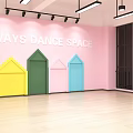 Always Dance Space Fitness Studio With Wooden Floor Black Walls And Ceiling Lights