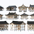 Traditional Ancient Architecture Designs Featuring Various Roof Structures And Wooden Elements