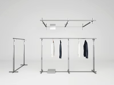 Sturdy Modern Metal Clothing Racks With Hanging Garments And Sleek Design 3d model