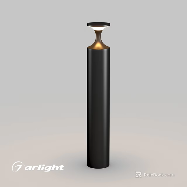 Modern Black Column Outdoor Light With Illuminated Top For Garden Pathway 3d model 