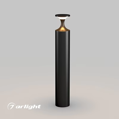 Modern Black Column Outdoor Light With Illuminated Top For Garden Pathway 3d model