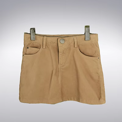Brown Corduroy Short Skirt with Front Button Closure and Side Pockets 3d model