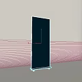Full Length Floor Mirror With Metal Stand Reflecting Curtain In Modern Room Interior