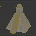 Cartoon Ancient Pyramid with Detailed Step Structure and Top Shrine in Classic Style