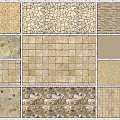 Various Wall Tile Textures With Mosaic Stone And Natural Patterns 3d model