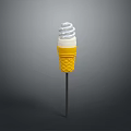 Creative Lighting Combination With Ice Cream Cone Shape Yellow Cone And White Spiral Bulb