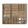 Wooden Display Shelf with Multiple Compartments for Organizing Jewelry Accessories Watches and Glasses
