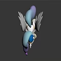White Alicorn Game Character With Gradient Blue Purple Mane Tail White Wings And Golden Decorations