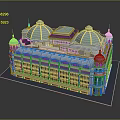 Detailed Classical Building Model With Domes Towers And Decorative Facade