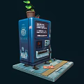 Smart Blue Vending Machine With Digital Screen Coin Slot And Recycling Bin