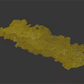 Colorful Irregular Terrain Model With Green Blue Gold Hues Rolling Mountains And Gullies