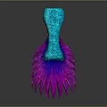 Unique Blue Green Biological Form With Purple Pink Feathery Appendages And Artistic Design