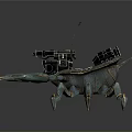 Futuristic Pilot And Mechanical Crab With Antennas Cockpit And Clawed Legs