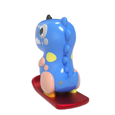 Blue Cartoon Dinosaur Figure With Colorful Details And Red Base 3d model