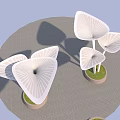 Modern White Mushroom Shaped Pergola With Canopy Structure And Circular Bases 3d model