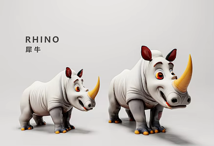 rhinoceros reptile beauty Chen ornaments 3d model