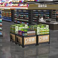 Retail Store Promotion Display Shelves With Food And Beverage Products