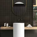 Modern Wash-washing Table Basin Cabinet Table Basin Pillar Basin Mirror 3d model