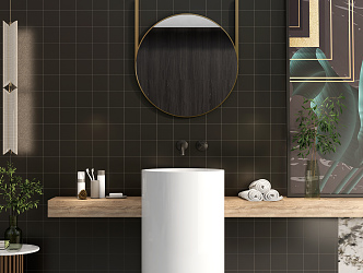 Modern Wash-washing Table Basin Cabinet Table Basin Pillar Basin Mirror 3d model