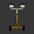 Portable Industrial Lighting Fixture Set With Twin Heads And Wheel Base