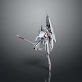 Futuristic Mechanical Creature Character In Dynamic Standing Pose With White Red Accents 3d model