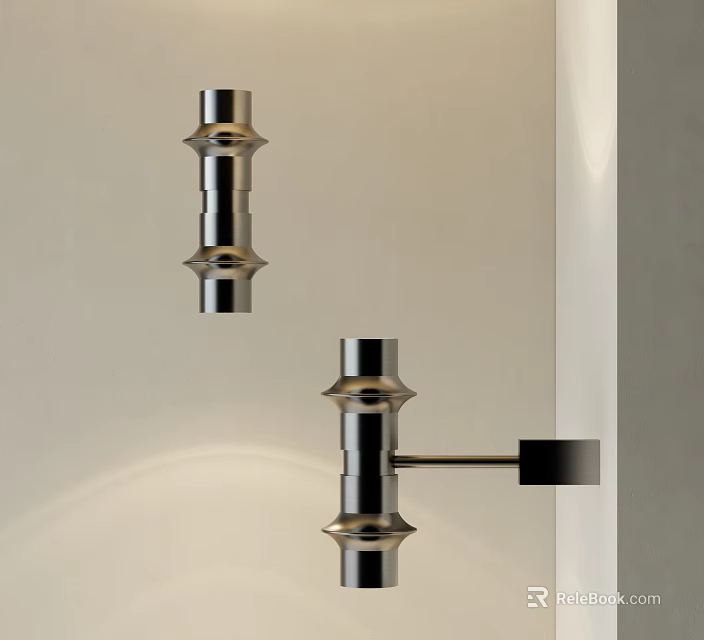 Contemporary Chrome Wall Sconce With Stacked Rings Cylindrical Design And Soft Light 3d model 