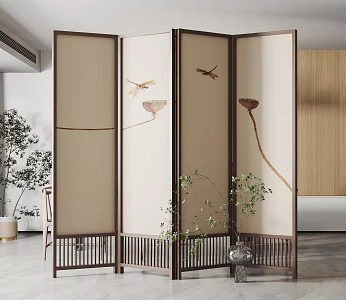 New Chinese-style screen partition screen 3d model