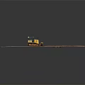 Yellow CAT Bulldozer With Tracks And Blade On Red Soil Ground