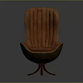 Modern Brown Scalloped Back Chair With Upholstered Seat And Metal Legs Design