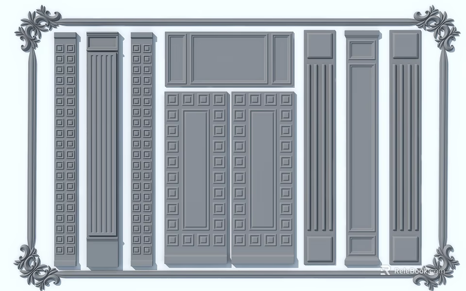 Decorative Gypsum Molding In Different Styles With Intricate Patterns For Interior Decoration 3d model 