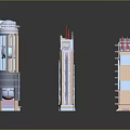 Modern Skyscraper Architecture Featuring Various Designs With Dome Spire Glass Curtain Wall And Decorative Structures