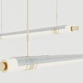 Elegant Modern Long Chandelier With Gold Metal Frame And Green White Striped Glass Tubes
