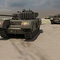 Military Green Tank With Number 51 In Field With Rocks Grass And Cloudy Sky