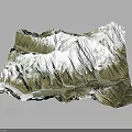 3D Terrain Model Featuring Snow Capped Mountains Winding River And Valleys 3d model